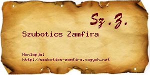 Szubotics Zamfira névjegykártya